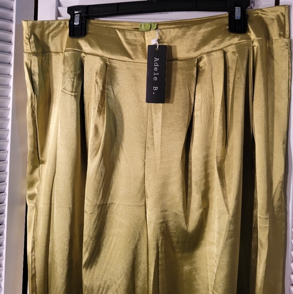 ADELE B GREEN WIDE LEG PANTS SZL - Picture 2 of 11